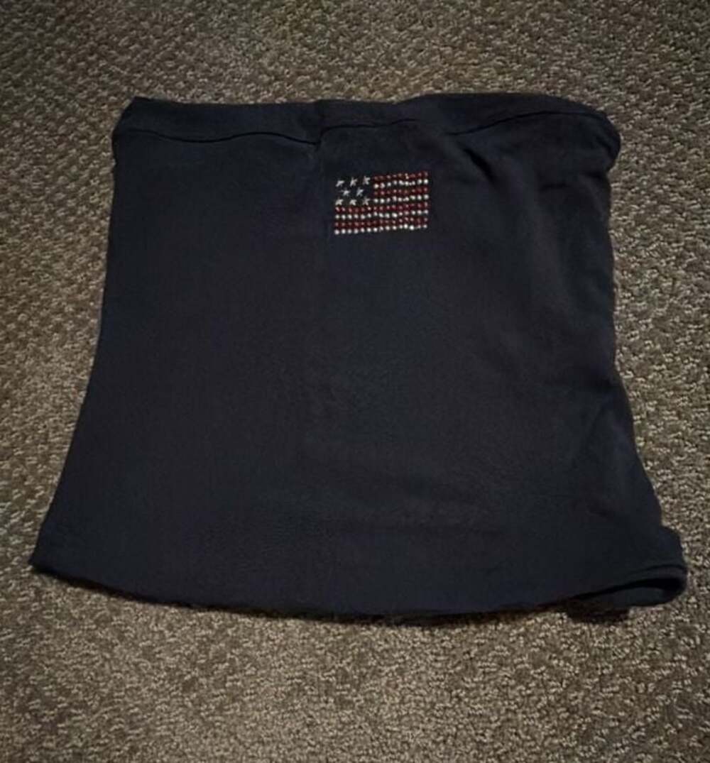 Hollister Navy Blue Tube Top with Rhinestone American Flag Detail